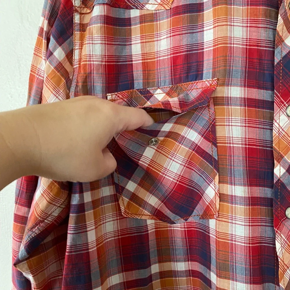 Lucky Brand Men’s Distinctive Western Red Button Down Shirt Size XL - Picture 7 of 11